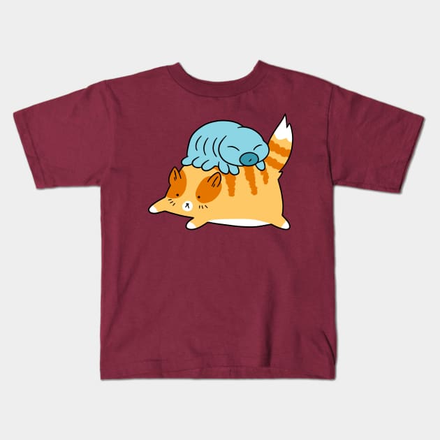 Waterbear and Orange Tabby Cat Kids T-Shirt by saradaboru